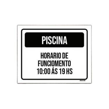 Imagem de Placa Piscina Horário Funcionamento 10 Às 19 18x23cm 5un