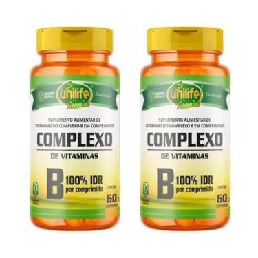 Imagem de Kit 2 Complexo B - B1 B2 B3 B5 B6 B12 - 120 Caps Unilife, Sem sabor