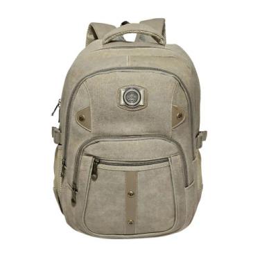 Imagem de Mochila Bolsa Escolar Lona Resistente Grande Notebook Kvn, Marrom