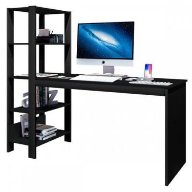 Imagem de Mesa Escrivaninha Office Com Estante Artemis Preto Artpanta  - Art Pan