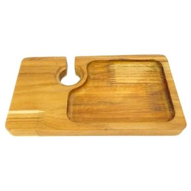 Imagem de Tábua De Frios Vinho Taça Petisqueira de Madeira Teca  - Carmisini