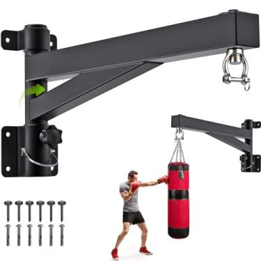 Imagem de Suporte de saco de pancada de parede de 61 cm, giratório, resistente, resistente, suporte de saco de boxe para academia, uso interno, externo, capacidade de 362 kg