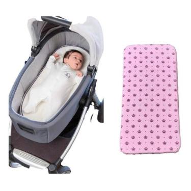 Imagem de Colchonete Para Carrinho De Bebê Moises Universal COROA ROSA - CLICK T