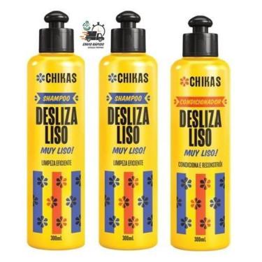 Imagem de Shampoo 600ml  Cond 300ml Desliza Liso Chikas Liso Duradouro - Bio Ext