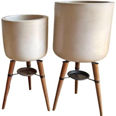 Imagem de Kit 2 Vasos Para Plantas e Decoração com Tripé de Madeira - Alpe & Ari