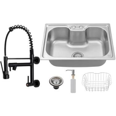 Imagem de Kit Cuba Cozinha Gourmet Aço Inox C/ Torneira Parede - Holtter Home De