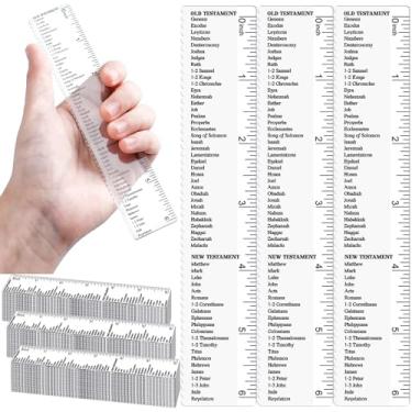 Imagem de 24 réguas de versículos bíblicos transparentes com borda recortada, réguas cristãs de 15 cm com livros da Bíblia para salas de aula escolares, multiferramenta ou marcador de página (Antigo e Novo