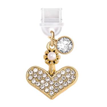 Imagem de ELISE & FONDA TP507 Tipo-C porta de carregamento antipoeira plugue cristal amor coração celular charme para iPhone 15/16/Samsung/OnePlus/Xiaomi/oppo telefones Android (branco), approx. 1.95 cm (L) x