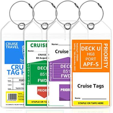 Imagem de Suporte de etiqueta de bagagem de cruzeiro premium para Carnaval, NCL, Princesa, MSC Cruise Ship Essentials Must Haves in 2025-2026 da GOSGOON1E, etiquetas essenciais de viagem de plástico