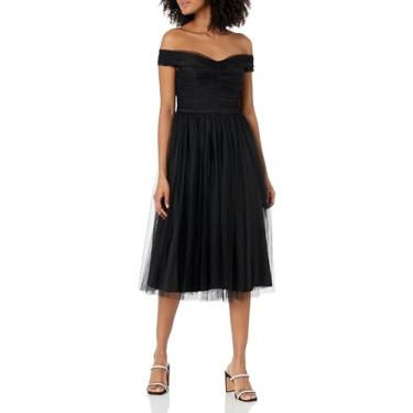 Imagem de Trina Turk Vestido feminino de tule tomara que caia, Preto, 40