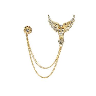 Imagem de A N KINGPiiN Golden Stone Victory Bird com broche de corrente pendurada para homens, acessórios masculinos, Metal, Sem Pedra Preciosa