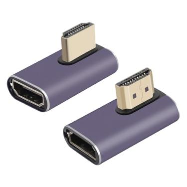 Imagem de RIIEYOCA Adaptador HDMI macho para fêmea 8K de ângulo esquerdo e direito de 90 graus, extensor 3D de conector HDMI 2.1UHD de 48 Gbps, suporta 8K @60Hz/4K a 120Hz, compatível com HDTVs, HDR, laptops,