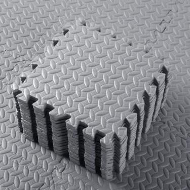 Imagem de Shihanee 64 Pcs Foam Floor Baby Tiles Foam Floor Mats Play Mats Bulk with Borders Interlocking for Kids Baby Playroom Nursery Gym (Gray, 64ft)