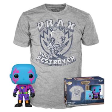 Imagem de Funko Pop!&Tee: Guardiões da Galáxia - Drax - Médio - Natal quente - Camiseta - Roupas com boneco de vinil colecionável - Ideia de presente - Brinquedos e blusa de manga curta para adultos, unissex,