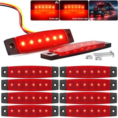 Imagem de BJZ Luzes de sinalização estroboscópica de 9,7 cm + fita de sinalização estável dupla função vermelha trailer LED folga lateral cauda grelhador luzes de flash 12V parada de freio aviso à prova d'água