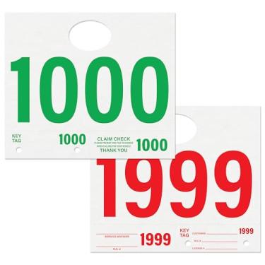 Imagem de Etiquetas de serviço de carro 1000-1999 | Números de despacho de serviço, revendedor de automóveis, etiquetas de pendurar espelho, com etiquetas de chave numeradas, 1000 quilates