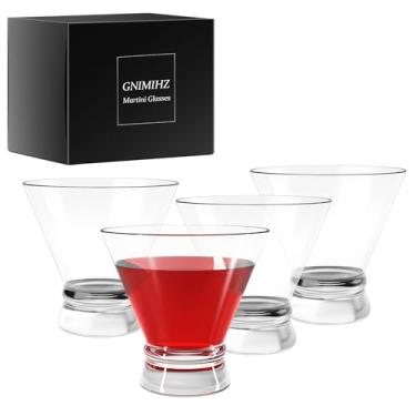 Imagem de Gnimihz Conjunto de 4 copos de martini - copos de coquetel de saquê de cristal, copo de martini sem haste para bar, martini, cosmopolita, Manhattan, gimlet, conhaque azedo pisco, copos de margarita,