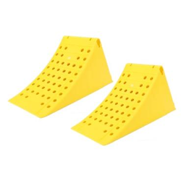 Imagem de Calços de Roda, 2 Peças de Rolhas de Roda para Serviços Pesados, Cunha de Roda Antiderrapante, Conjunto de Blocos de Rolha de Pneu Antiderrapante, Rampas de Serviço de Veículos