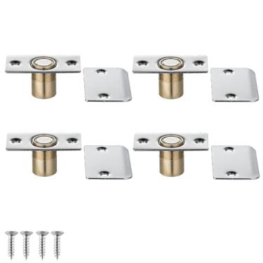 Imagem de JQK Ferragens magnéticas para captura de bola de porta de armário, trava de aço inoxidável 430 ajustável com placa de ataque, acabamento de aço polido, pacote com 4, HBC120-BN-P4