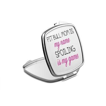 Imagem de SpreadPassion Espelho compacto Pit Bull Mom is My Name, Spoiling is My Game, espelho fotográfico Pit Bull Mom, espelho de maquiagem de viagem, espelho pequeno de mão, espelho de bolso portátil, ideia
