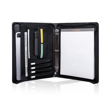 Imagem de Pasta de couro vegano com zíper para notebooks, canetas, cartões de visita, celulares e tablets - DIAMELLA (preto)