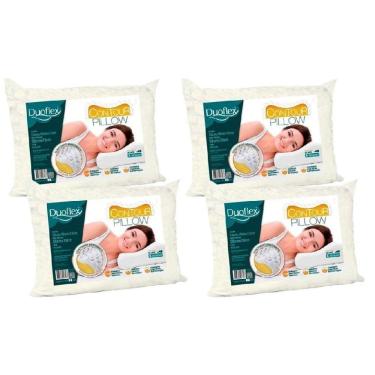 Imagem de Travesseiro Espuma Aerada Contour Pillow Tp2102 C/ Capa De Algodão Kit C/ 4 Un (50x70) - Duo