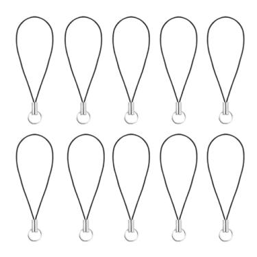 Imagem de 10 peças de cordão preto prateado para celular com pingente de anel dividido, alça de cordão Lariat para celular/MP3/MP4/USB Flash Drive//Keyrin design inteligente, pingentes de telefone celular
