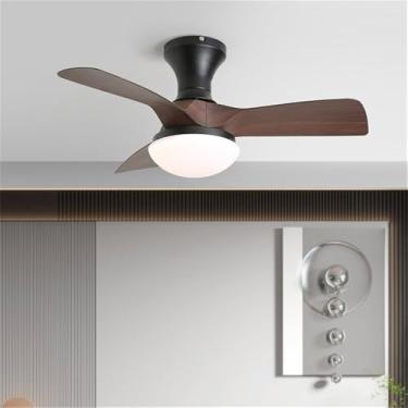 Imagem de Ventilador de teto com iluminação LED de estilo moderno nórdico, simples, ideal para sala de estar, restaurante,quarto e quarto infantil(1 unidade) (Estilo 21)