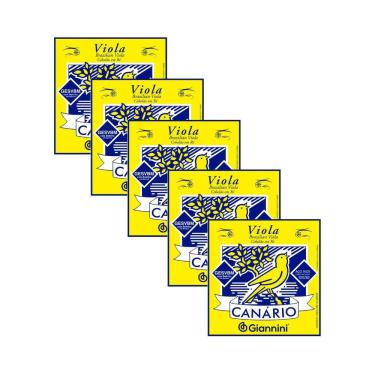 Imagem de Kit 5 Encordoamento Viola Giannini Canário Cobre Prateado GESVBM Média