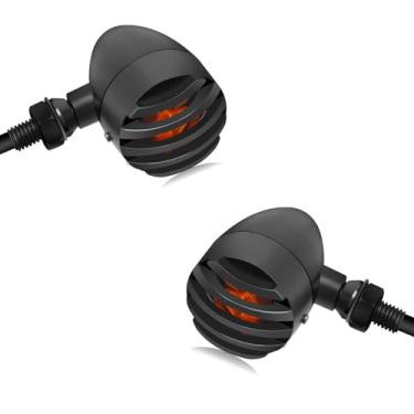 Imagem de NTHREEAUTO Pisca-pisca de motocicleta, luzes LED de alumínio impermeáveis, luz indicadora traseira vermelha compatível com motocicletas Harley Dyna, Honda, Yahama, Bobber, Suzuki e Kawasaki 12V