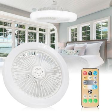 Imagem de Ventilador De Teto Led Luzes Integradas Com Controle Remoto 36W Branco