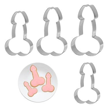 Imagem de Conjunto de 4 peças de cortadores de biscoito, molde engraçado de aço inoxidável GLADFRESIT – 4 tamanhos diferentes de cortador de biscoito para festa única