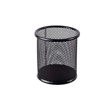 Imagem de Porta-lápis de mesa de metal redondo porta-canetas caixa de armazenamento caixa de armazenamento durável