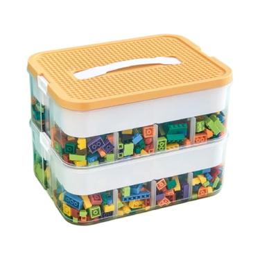 Imagem de Organizador de brinquedos caixa de armazenamento de plástico para Lego bloco de construção empilhável caixa de organização de sala de jogos para Lego, jogos de tabuleiro, suprimentos de artesanato