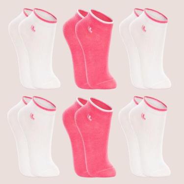 Imagem de Kit 6 Pares Meia Kids Lupo Cano Curto Unisex Original, Branco, Rosa, 2