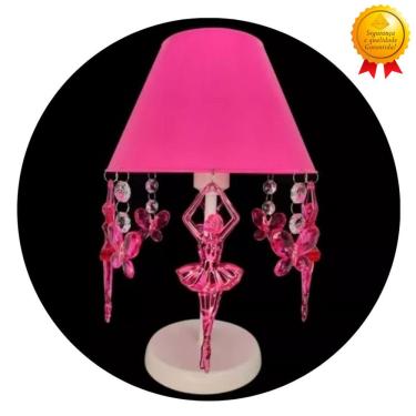 Imagem de Abajur Infantil Luminária de Mesa Borboletas Bailarinas Decoração Quarto Bebê Menina 17x30cm