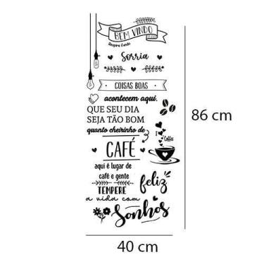 Imagem de Adesivo De Parede Frase Bem Vindo Com Café