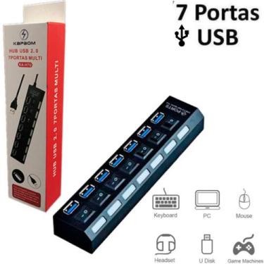 Imagem de Hub USB 2.0 com 7 Portas e LED Indicador  Cabo Extensor de Alta Qualid