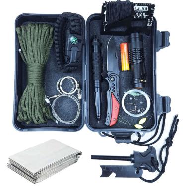 Imagem de Kit de Sobrevivência Pesca Acampamento Lanterna Paracord