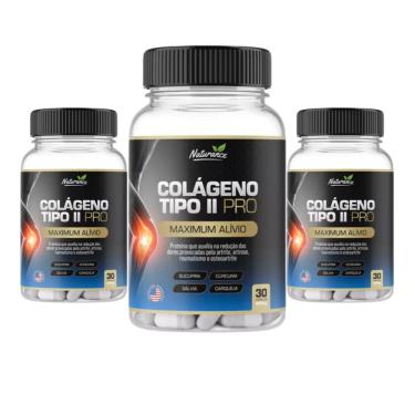 Imagem de Kit 03 Potes Colágeno Tipo 2 Pro Naturance Brasil 90 Caps Sabor Sem Sabor