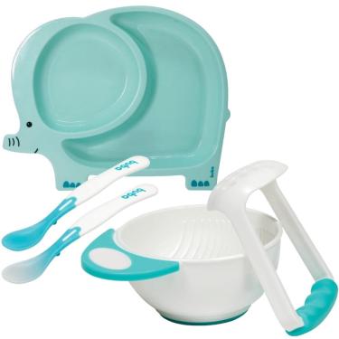 Imagem de Kit Alimentação Bebê Pratinho Buba 2 Colher Termo Amassador