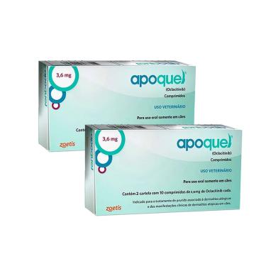 Imagem de Kit 2 Apoquel Dermatológico Anti Coceira Cães 3,6mg