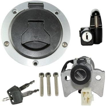Imagem de Kit conjunto travas chave ignição CG160 Fan Titan Start 2016 A 2017 contato tampa do tanque trava capacete 3 peças