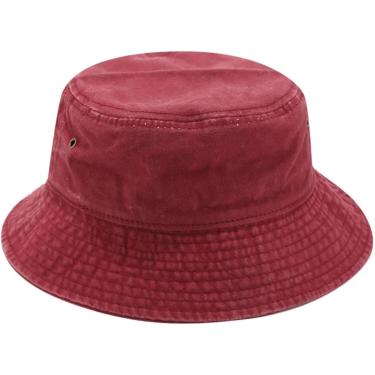 Imagem de Chapéus de balde homens angustiados jeans lavados pescadores boné de dupla face caçamba camarada de balde de verão ao ar livre chapéu solar chapéu de chapéu casual Casual Beach Sun Cap, verm