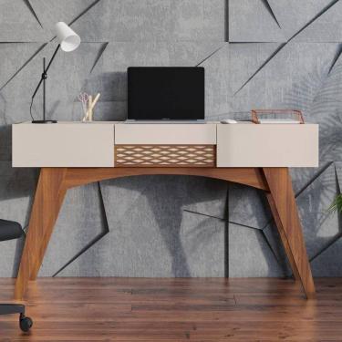 Imagem de Escrivaninha Multifuncional com Espelho e 3 Portas Retrô Multimóveis CR25287