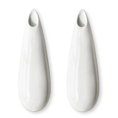 Imagem de Pacote com 2 vasos de parede de cerâmica branca, suporte de plantas para pendurar na parede de 29 cm, suporte de parede para decoração moderna, vaso para plantas de interior, vasos de flores