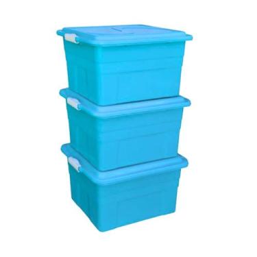 Imagem de Kit 3 Caixas Organizadora 70 Litros Agraplast Cod 904 70l