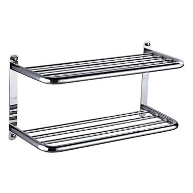 Imagem de 3FLQOOPP Suporte de toalha duplo multifunções estilo hotel polido cromado ajustável toalheiro duplo toalheiro montado na parede toalheiro banheiro banheiro