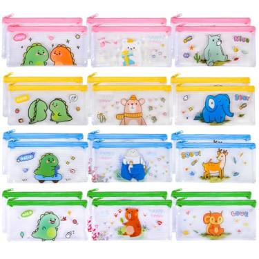 Imagem de Ulema 24 Peças De Bolsas Lápis Malha Com Desenho Animado Para Presente Volta Às Aulas, Bolsa Plástico Zíper 8 X 4 Polegadas Organização Sala Aula, Material Escolar E Escritório (24)