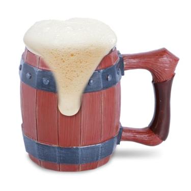 Imagem de FYXMI Caneca de cerveja com forro de resina e aço inoxidável - Caneca rústica de 590 ml para presentes, bares em casa, festas - durável, à prova de vazamento